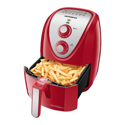 Fritadeira Sem Óleo Air Fryer 5L Mondial Vermelho e Inox 1900W AFN-50-RI