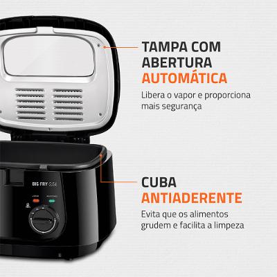Fritadeira Elétrica Big Fry 2,5L Mondial Preto 1500W FT-07