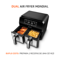 Fritadeira Air Fryer Dual Duplo Cesto 8L Mondial Preto e Inox0W AFD-01-BI - 2