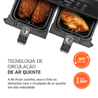 Fritadeira Air Fryer Dual Duplo Cesto 8L Mondial Preto e Inox0W AFD-01-BI - 5