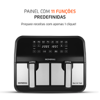 Fritadeira Air Fryer Dual Duplo Cesto 8L Mondial Preto e Inox0W AFD-01-BI - 10