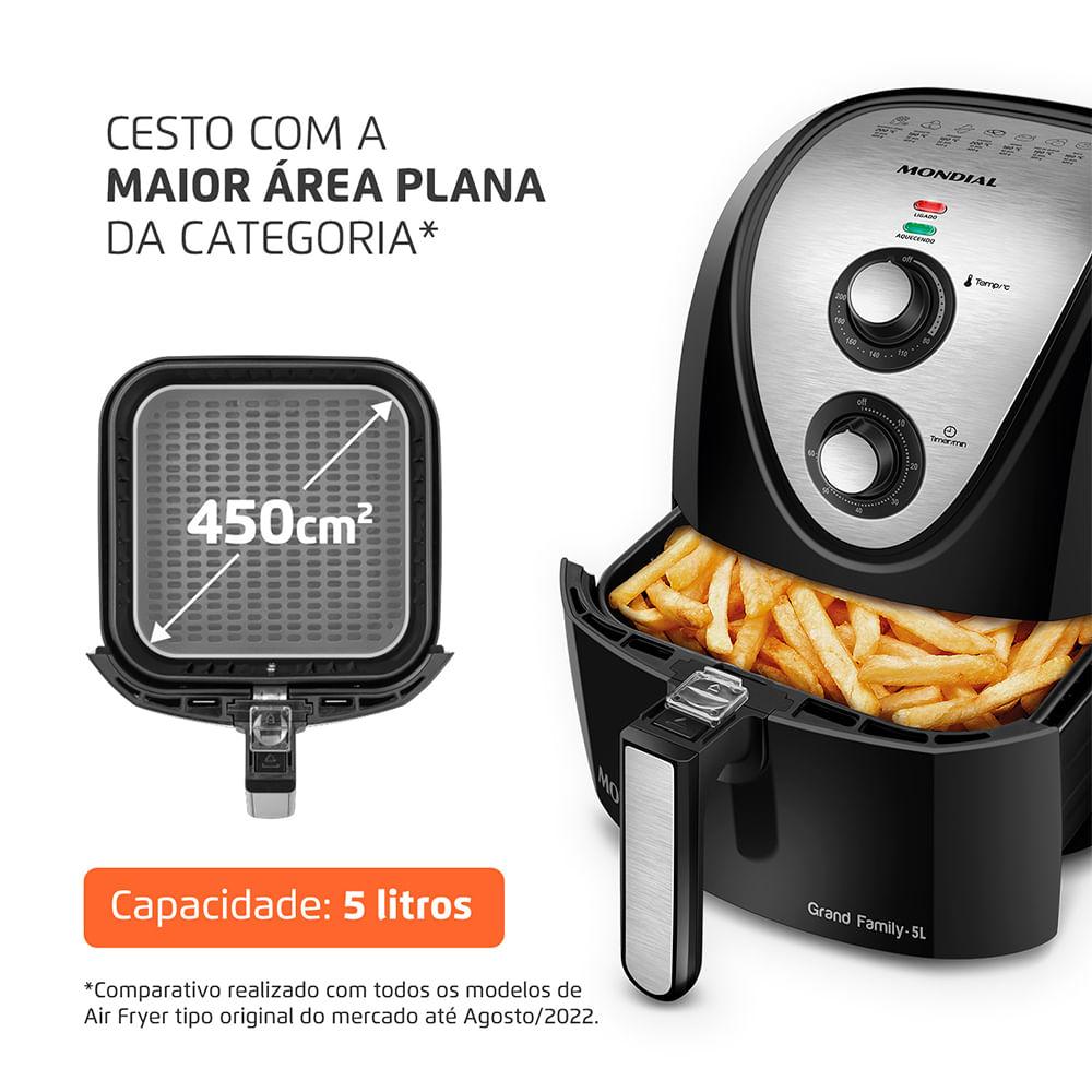 Fritadeira Sem Óleo Air Fryer 5L Mondial Preto e Inox 1900W AFN-50-BI - 2