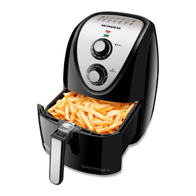 Fritadeira Sem Óleo Air Fryer 5L Mondial Preto e Inox 1900W AFN-50-BI