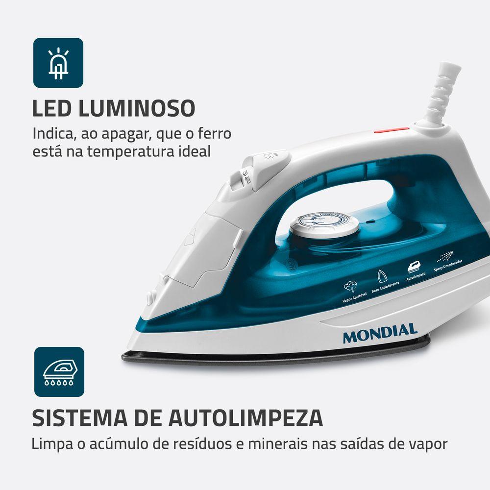 Ferro a Vapor Mondial Azul e Branco 1200W F-32 - 7