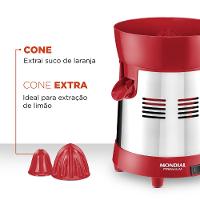 Extrator Turbo Premium Mondial Vermelho e Inox 250W E-24 - 3