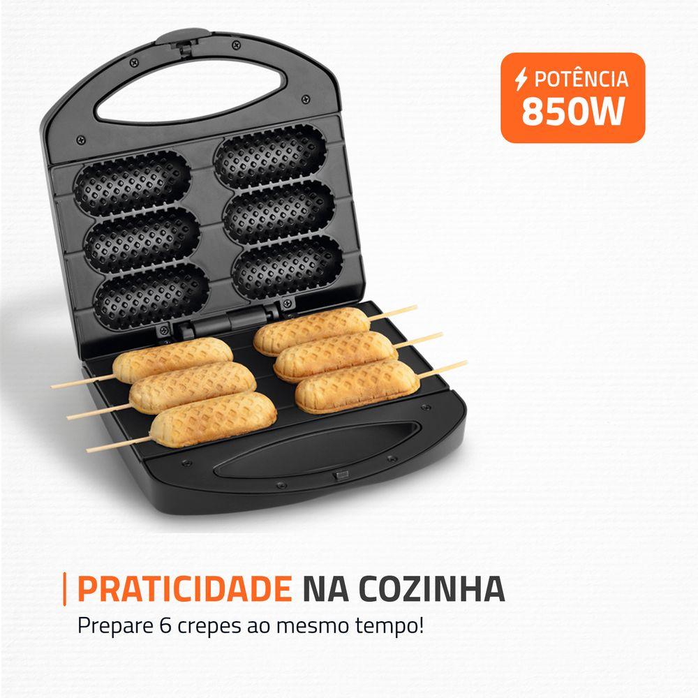 Crepeira Pratic Crepe & Hot Dog Mondial Preto e Inox 850W CP-01 - 4