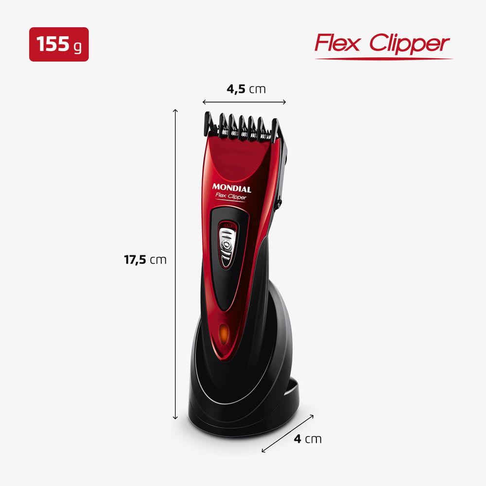 Cortador de Cabelos Flex Clipper Mondial Vermelho e Preto 10W CR-04 - 6