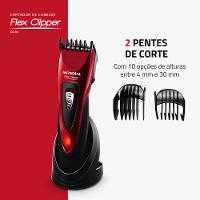 Cortador de Cabelos Flex Clipper Mondial Vermelho e Preto 10W CR-04 - 2