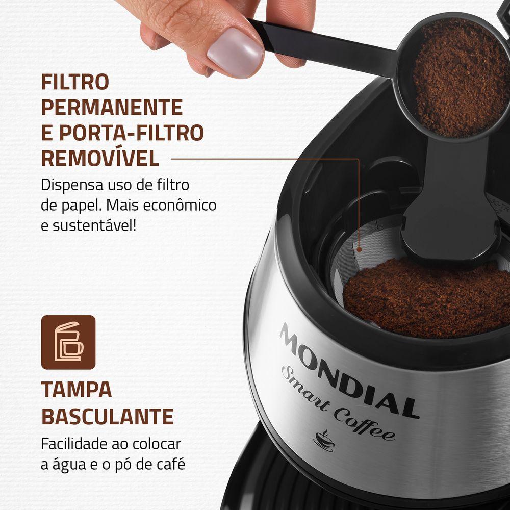 Cafeteira Elétrica Smart Coffe Mondial Preto e Inox 500W C-42-2X-BI - 1