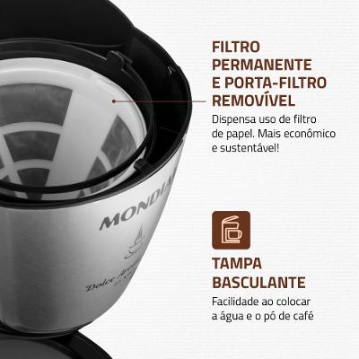 Cafeteira Elétrica Dolce Arome Mondial Preto e Inox 550W C-34JI-15X