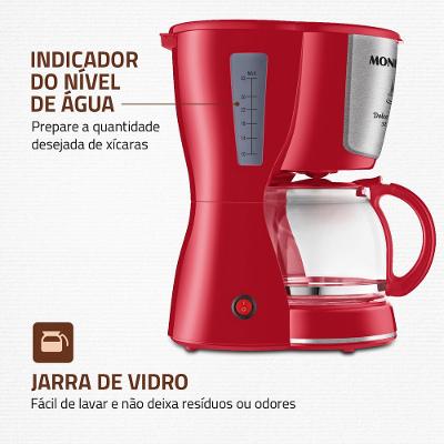 Cafeteira Elétrica Dolce Arome Mondial Vermelho e Inox 800W C-32-32X-R