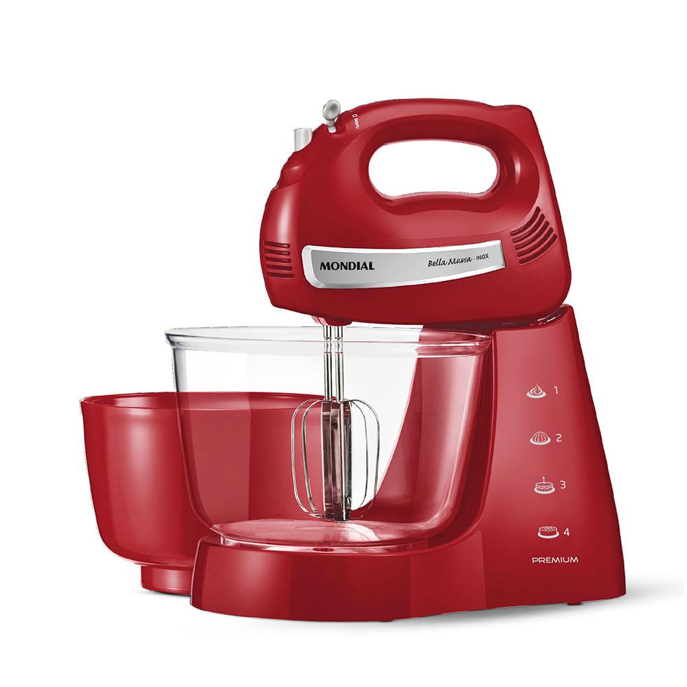 Batedeira Bella Massa Mondial Vermelho e Inox 500W B-29 NP - 1
