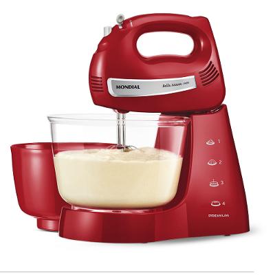 Batedeira Bella Massa Mondial Vermelho e Inox 500W B-29 NP