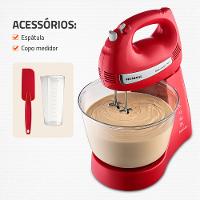 Batedeira Bella Massa Mondial Vermelho e Inox 500W B-29 NP - 6