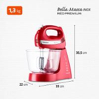 Batedeira Bella Massa Mondial Vermelho e Inox 500W B-29 NP - 7