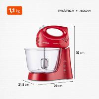 Batedeira Pratic Due Mondial Vermelho 400W B-45-R - 7