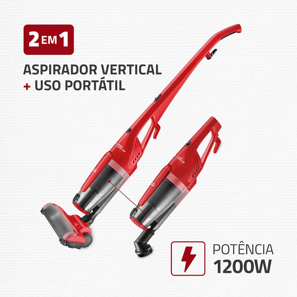 Aspirador de Pó Portátil e Vertical Mondial 1200W - com Filtro HEPA Brush Carpet AP-25 - 2