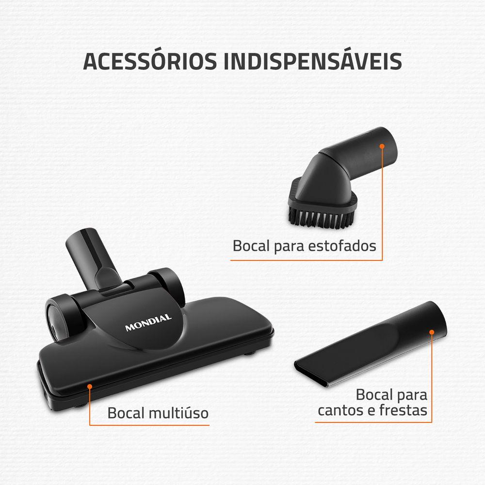 Aspirador de Pó Vertical Turbo Premium Mondial Preto e Laranja 1200W AP-31 - 6