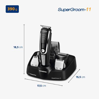 Aparador de Pelos Super Groom 11 Mondial Preto e Prata 5W BG-05