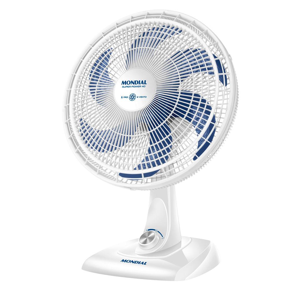 Ventilador de Mesa 40cm Super Power Mondial Branco e Azul 140W VSP-40-W - 1