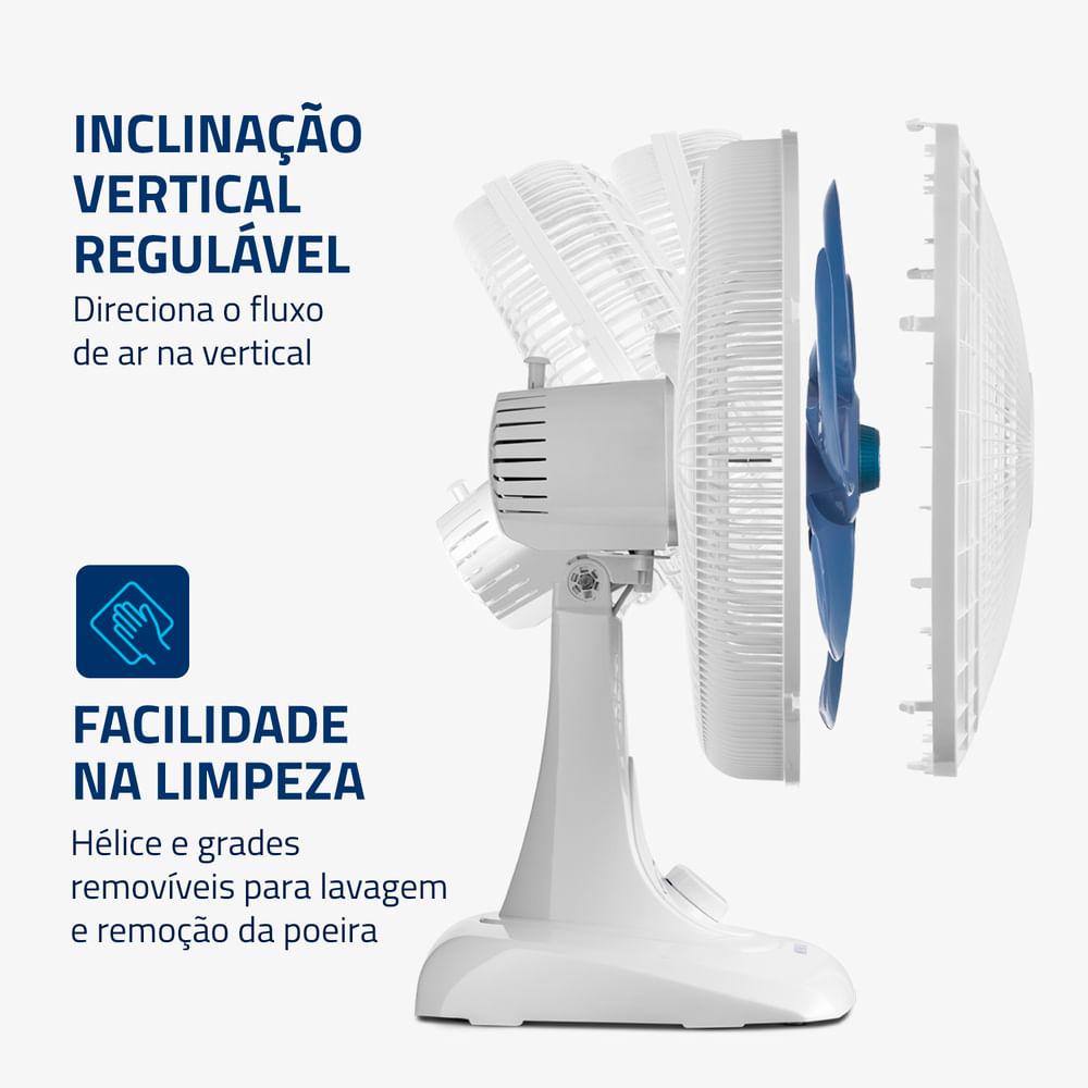Ventilador de Mesa 40cm Super Power Mondial Branco e Azul 140W VSP-40-W - 3