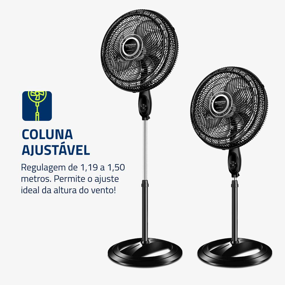 Ventilador Coluna 40cm Super Turbo Tech Mondial Preto e Prata 140W VTX-40C-8P-CR - 1