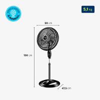 Ventilador Coluna 40cm Super Turbo Tech Mondial Preto e Prata 140W VTX-40C-8P-CR - 5