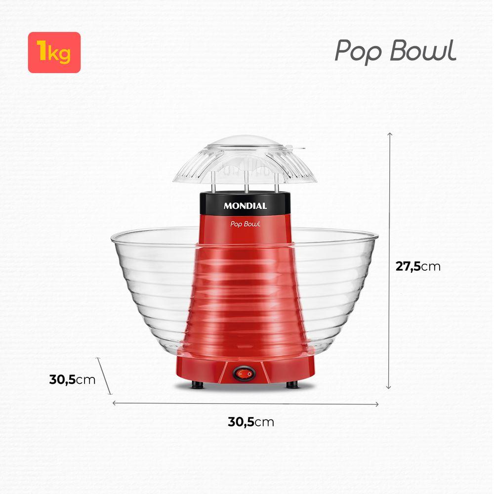 Pipoqueira Pop Bowl Mondial Vermelho 700W PP-05 - 7