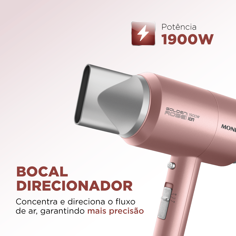 Secador de Cabelos Compact Turbo Mondial Golden Rose 1900W SC-38-GR - 3