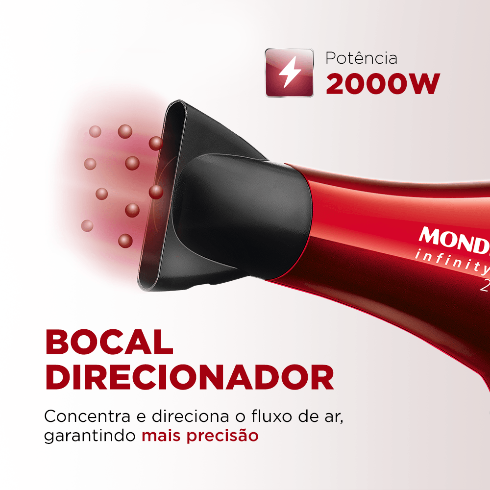 Secador Infinity 2500 Mondial Vermelho e Preto 1900W SC-12 - 3