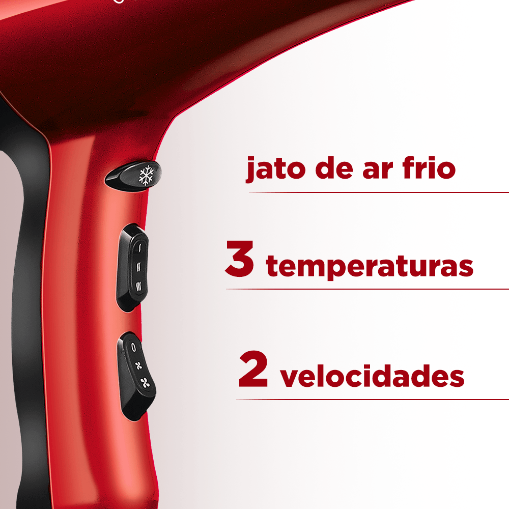 Secador Infinity 2500 Mondial Vermelho e Preto 1900W SC-12 - 4