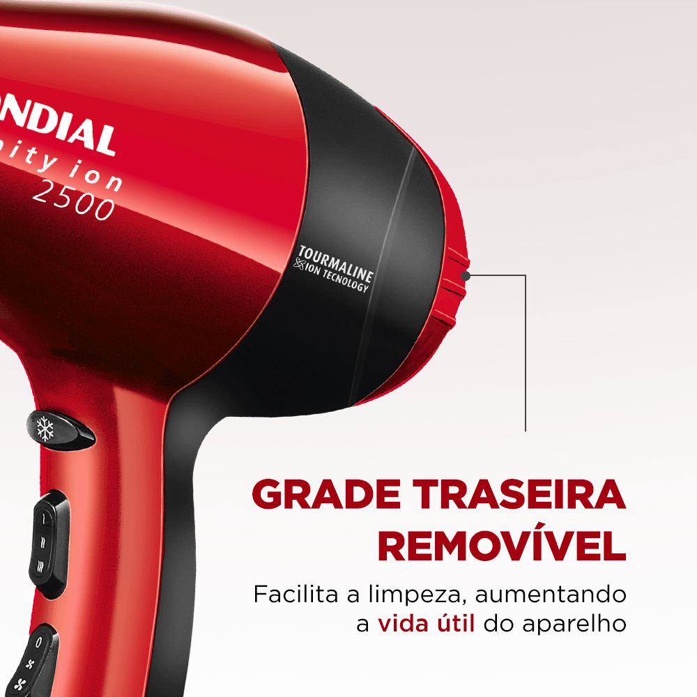Secador Infinity 2500 Mondial Vermelho e Preto 1900W SC-12 - 5