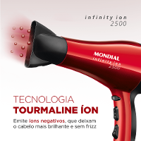 Secador Infinity 2500 Mondial Vermelho e Preto 1900W SC-12 - 2