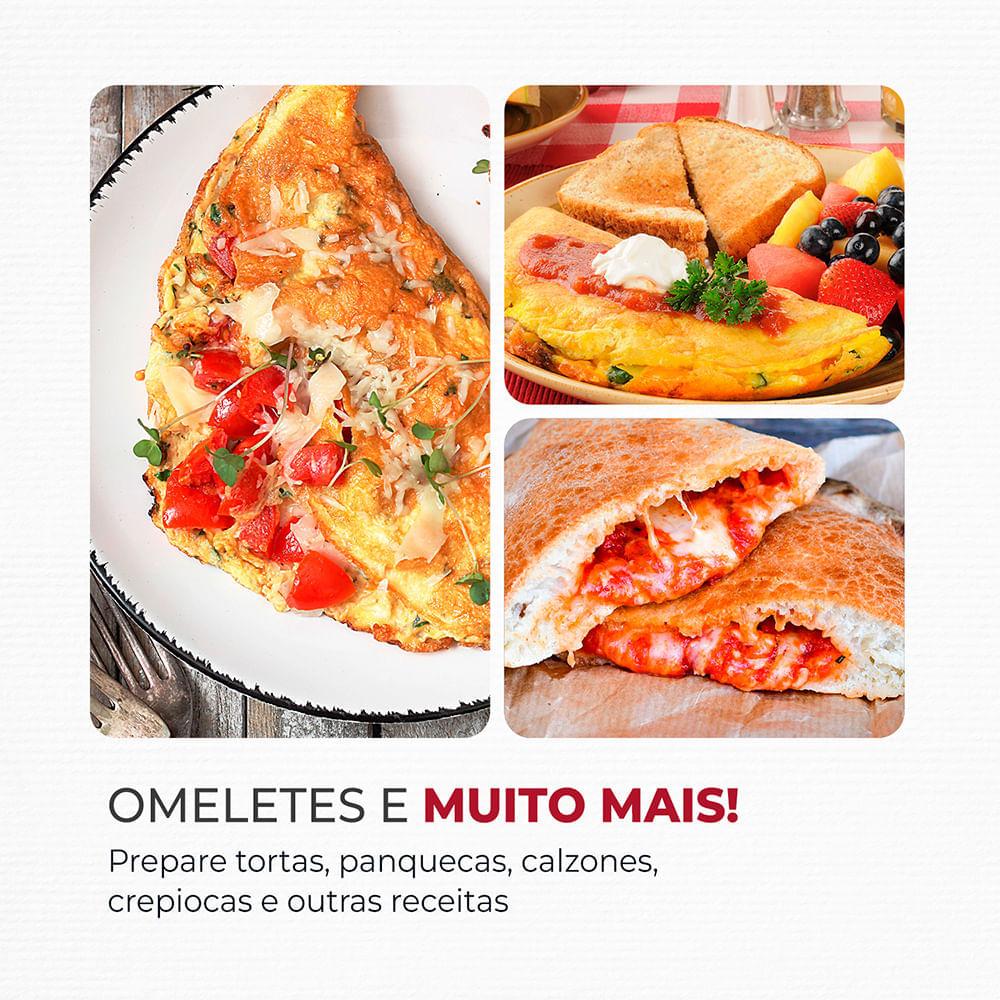 Omeleteira Pratic Omelet II Mondial Vermelho e Inox 800W OM-04-RI - 3
