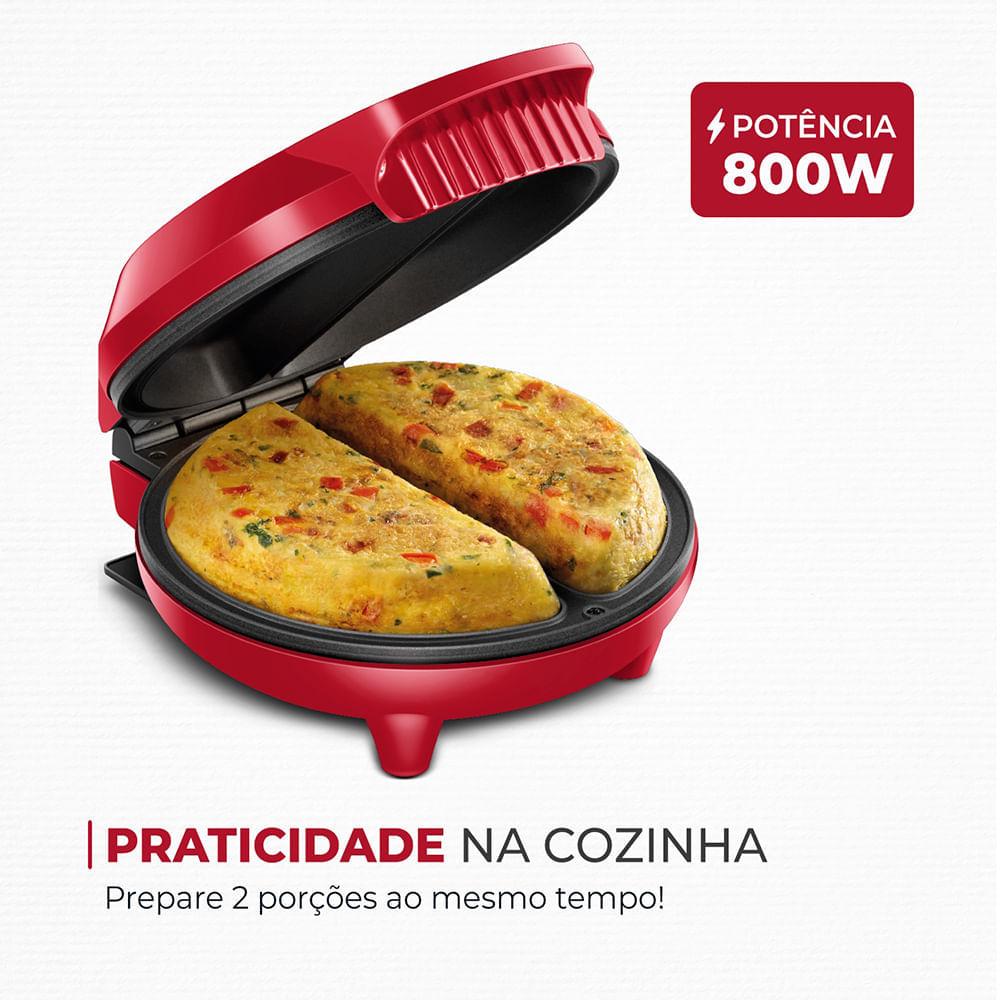 Omeleteira Pratic Omelet II Mondial Vermelho e Inox 800W OM-04-RI - 4