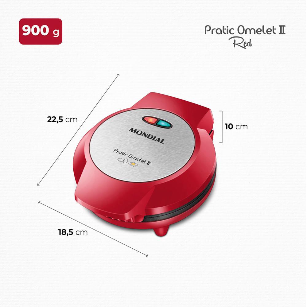 Omeleteira Pratic Omelet II Mondial Vermelho e Inox 800W OM-04-RI - 7