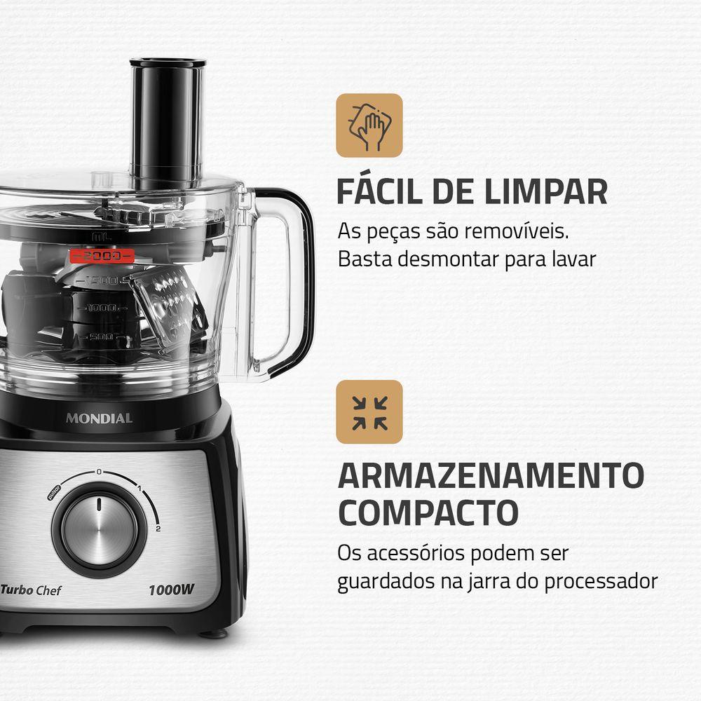 Multiprocessador Turbo Chef 9 em 1 Mondial Preto 1000W MPN-01-BF - 10