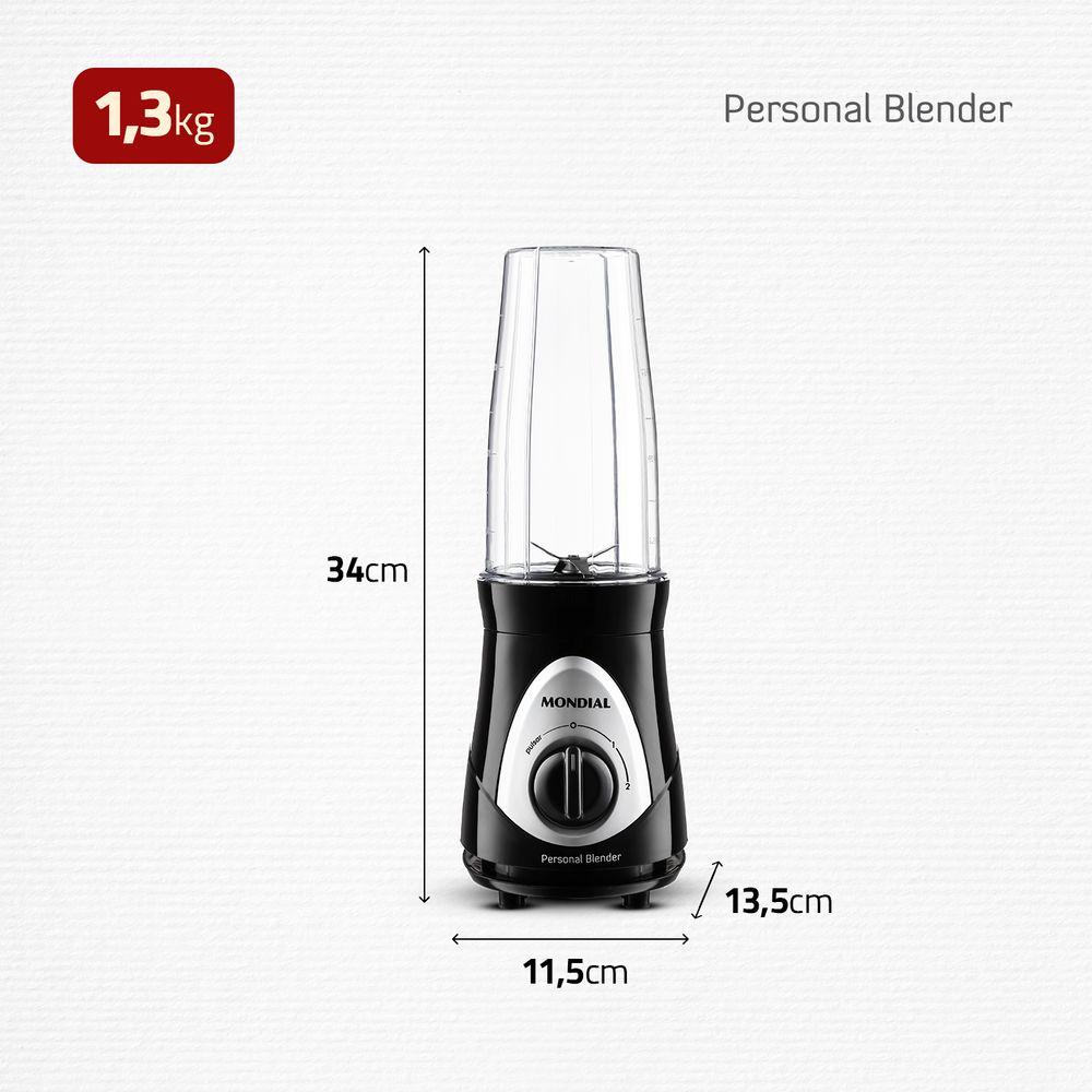 Liquidificador Portátil Personal Blender Mondial Preto e Prata 300W DG-01 - 7