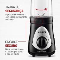 Liquidificador Portátil Personal Blender Mondial Preto e Prata 300W DG-01