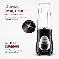 Liquidificador Portátil Personal Blender Mondial Preto e Prata 300W DG-01 - 5