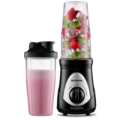 Liquidificador Portátil Personal Blender Mondial Preto e Prata 300W DG-01