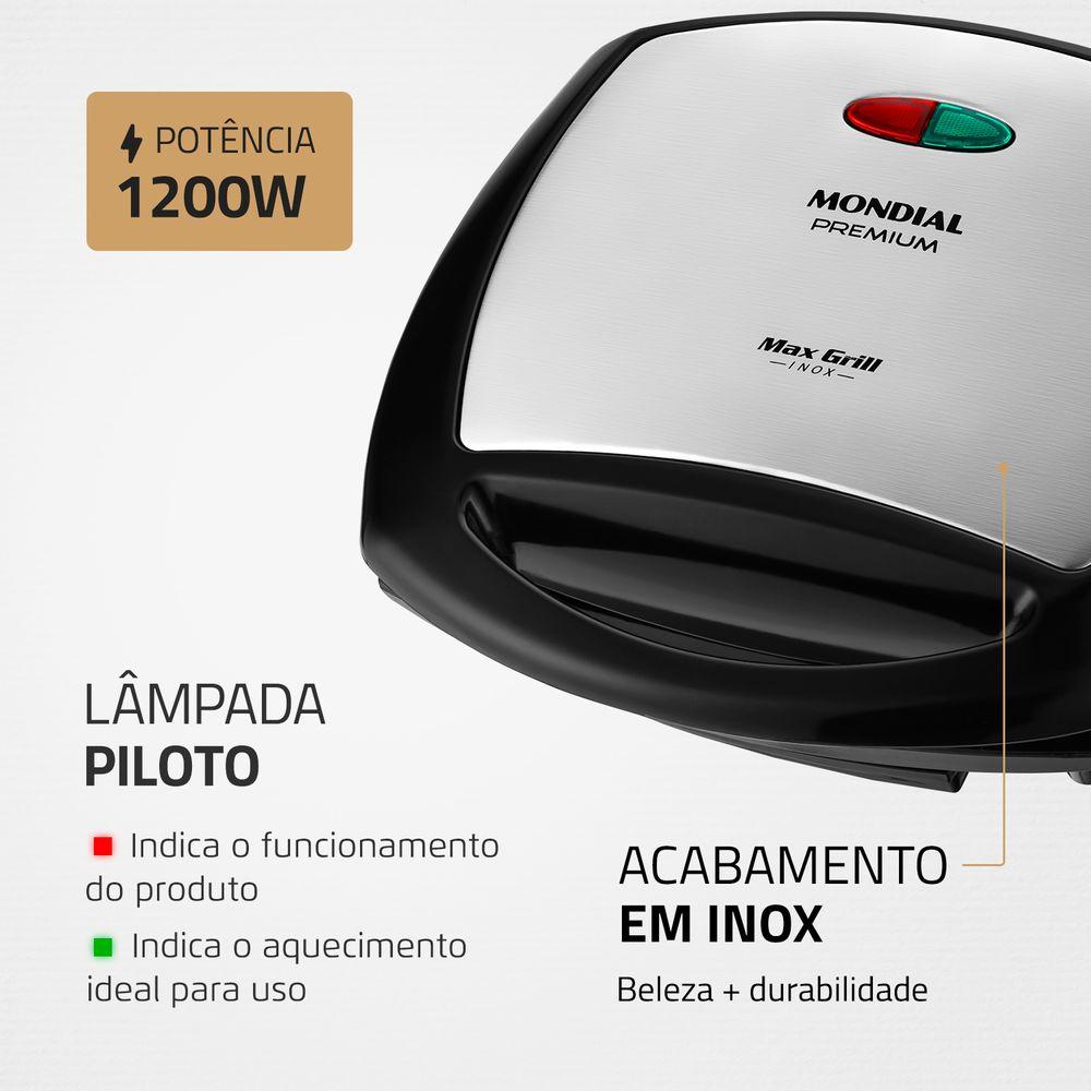 Max Grill Mondial Preto e Inox 1200W G-07 - 1