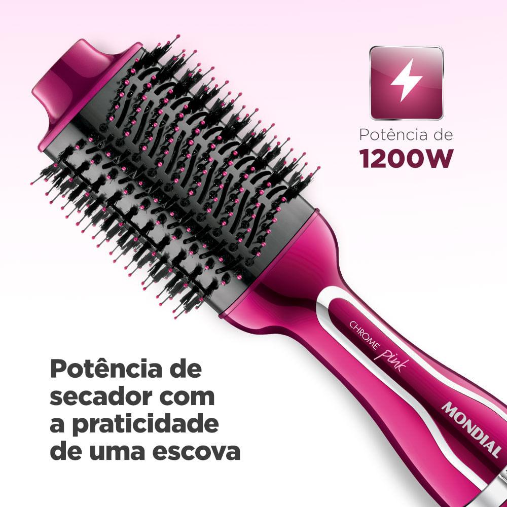 Escova Secadora Mondial Chrome Pink 1200W ES-04 - 3