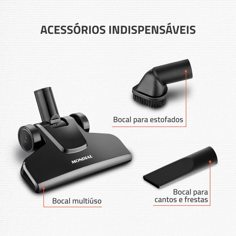 Aspirador de Pó Vertical 2 em 1 Mondial Turbo Cycle  Preto e Laranja 1100W AP-35 - 6