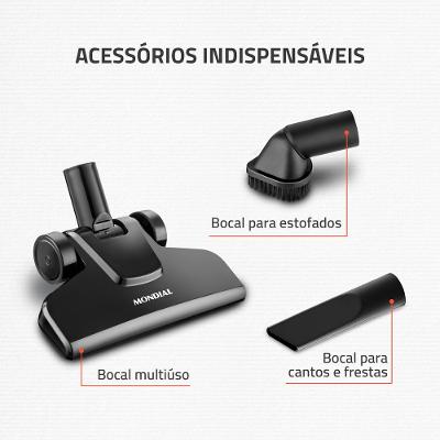 Aspirador de Pó Vertical 2 em 1 Mondial Turbo Cycle  Preto e Laranja 1100W AP-35