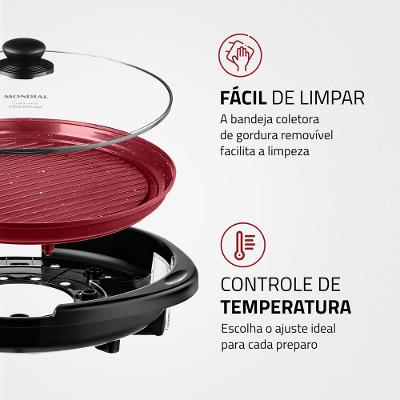 Grill Redondo Cook & Grill 40 Mondial Preto 1270W G-03-RC