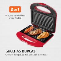 Sanduicheira Grill Premium Mondial Vermelho e Inox 800W S-19 - 2