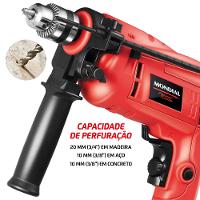 Furadeira de Impacto Mondial Preto e Vermelho 600W FFI-07 - 5