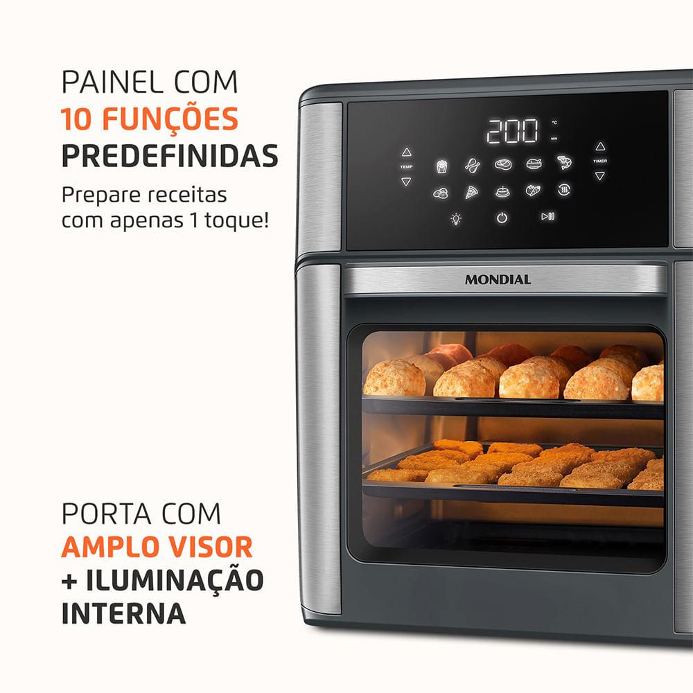 Fritadeira Air Fryer Forno Oven 12L Mondial Cinza/Inox 2000W - AFON-12L-GI - 4