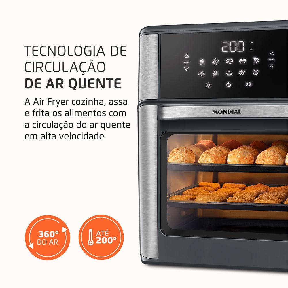 Fritadeira Air Fryer Forno Oven 12L Mondial Cinza/Inox 2000W - AFON-12L-GI - 5